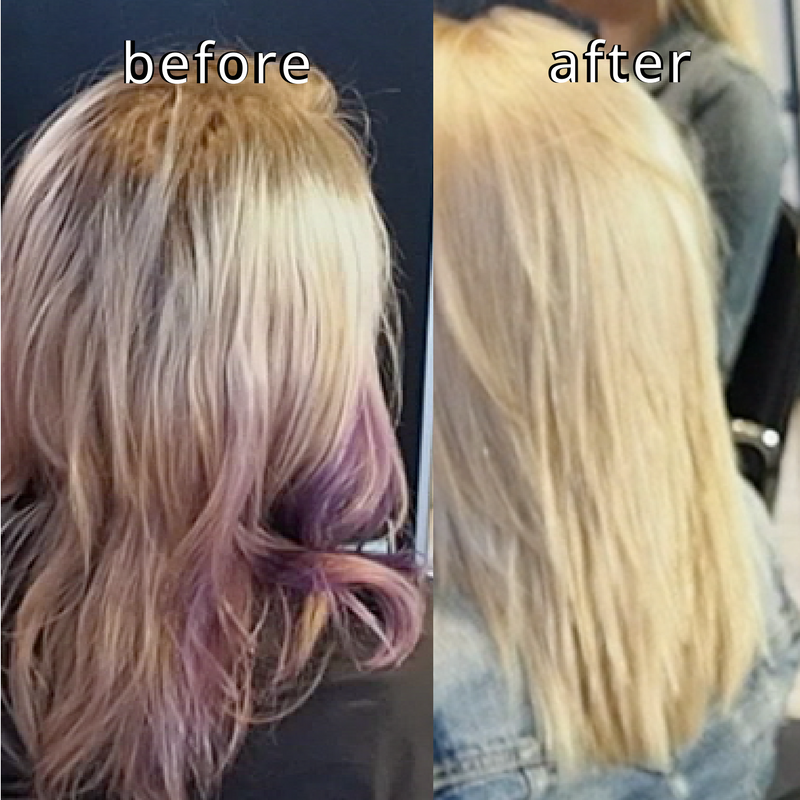 from PURPLE MESS to PLATINUM BLONDE HAIR